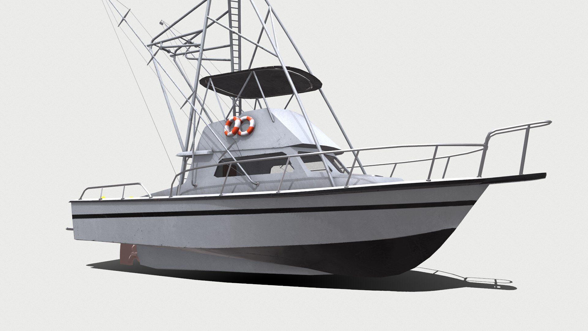 Sports Fishing Boat Low-Poly PBR Low-poly 3D model_12