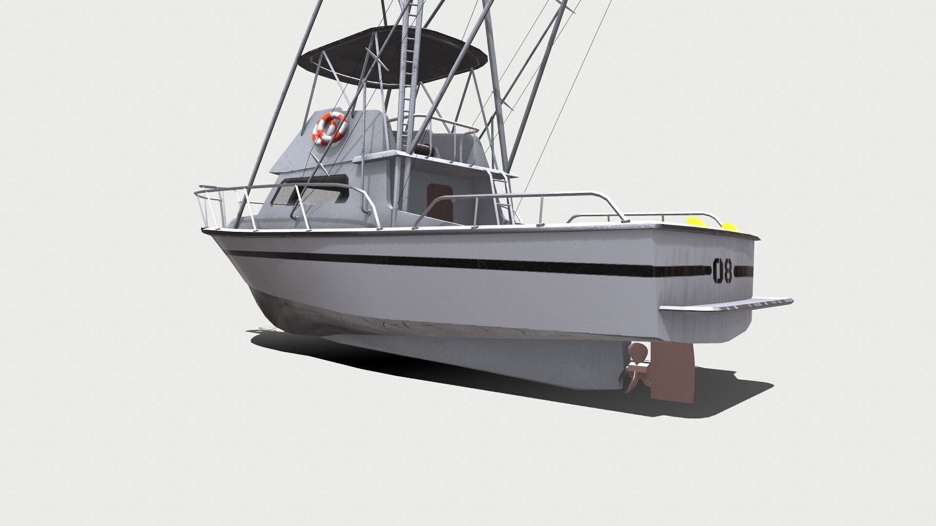 Sports Fishing Boat Low-Poly PBR Low-poly 3D model_6