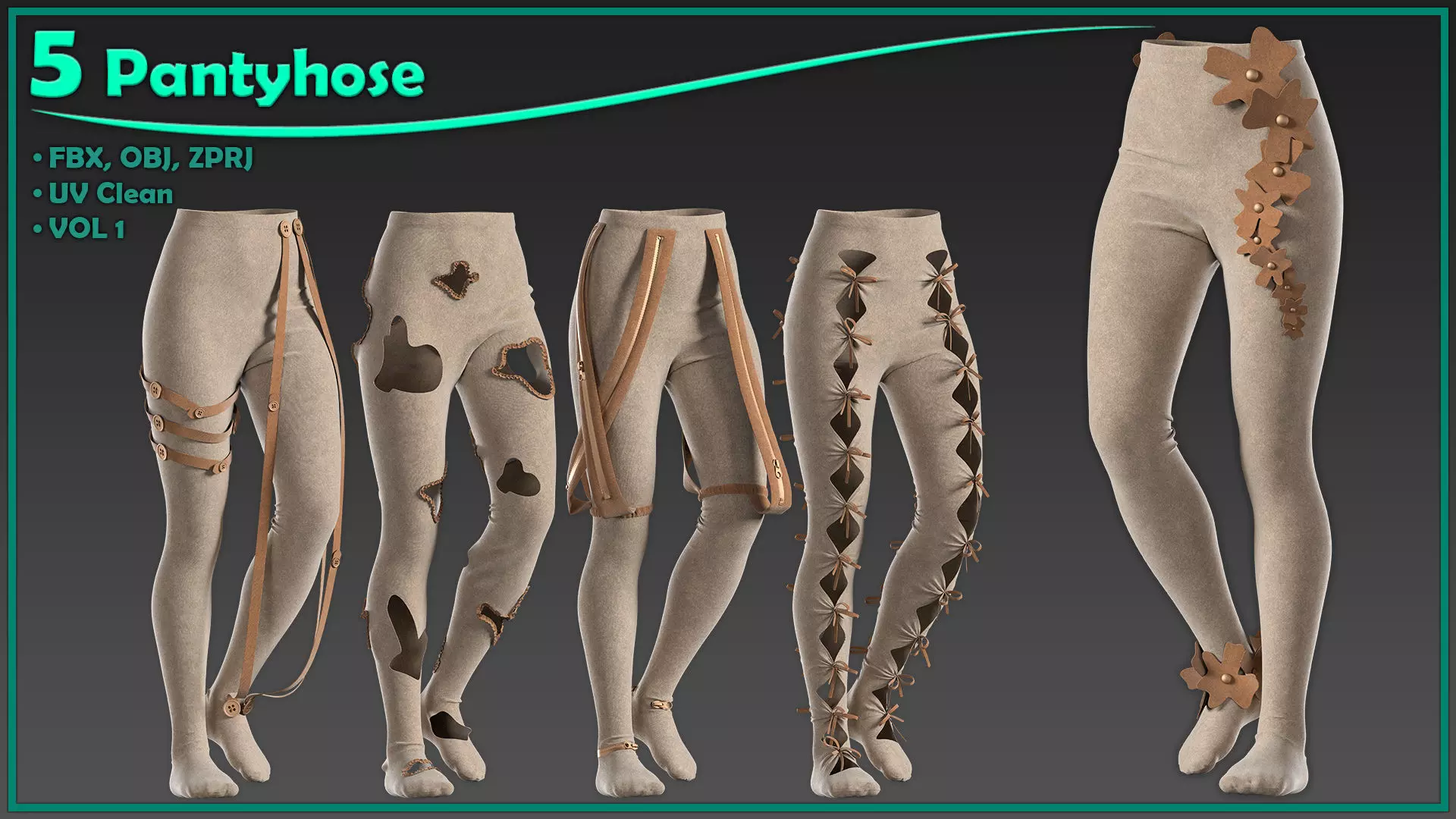 5 female pantyhose 3D model_0