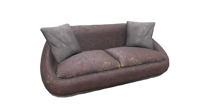 Old Worn Sofa Low-Poly PBR Low-poly 3D model
