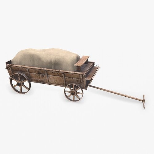 Old Wagon Low Poly PBR Low-poly 3D model