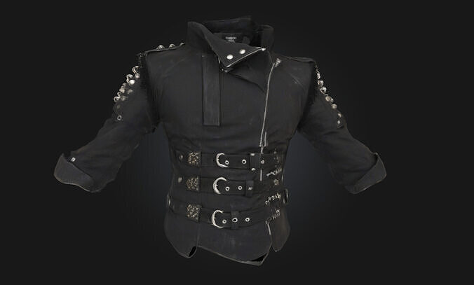 Spiked Leather Jacket Punk-Inspired Outerwear Model  3D model