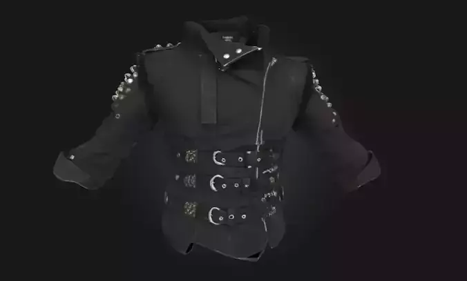 Spiked Leather Jacket Punk-Inspired Outerwear Model 