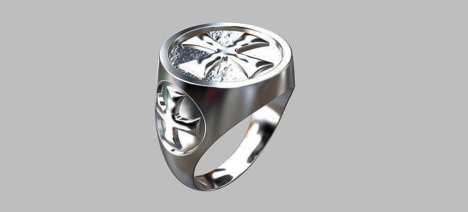 Maltese Cross Ring 3D print model