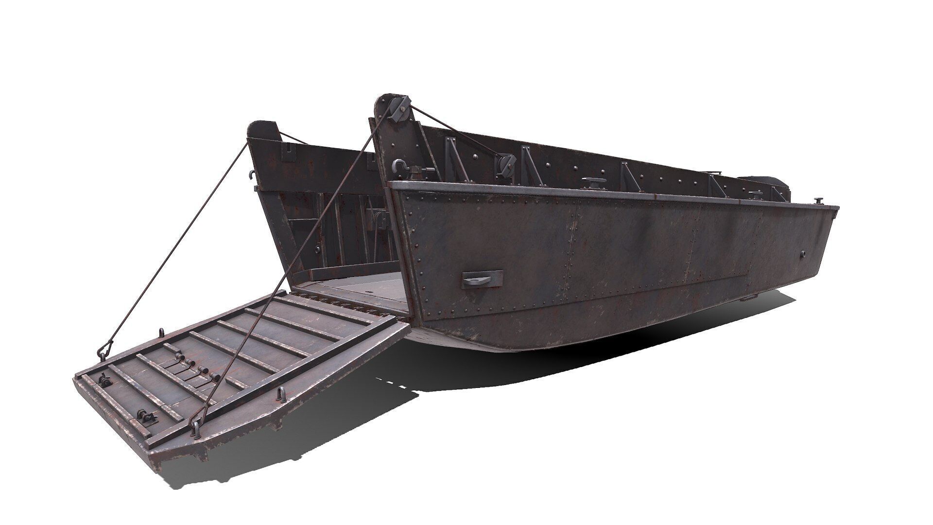 LCVP Higgins Boat Low-poly PBR Low-poly 3D model_10