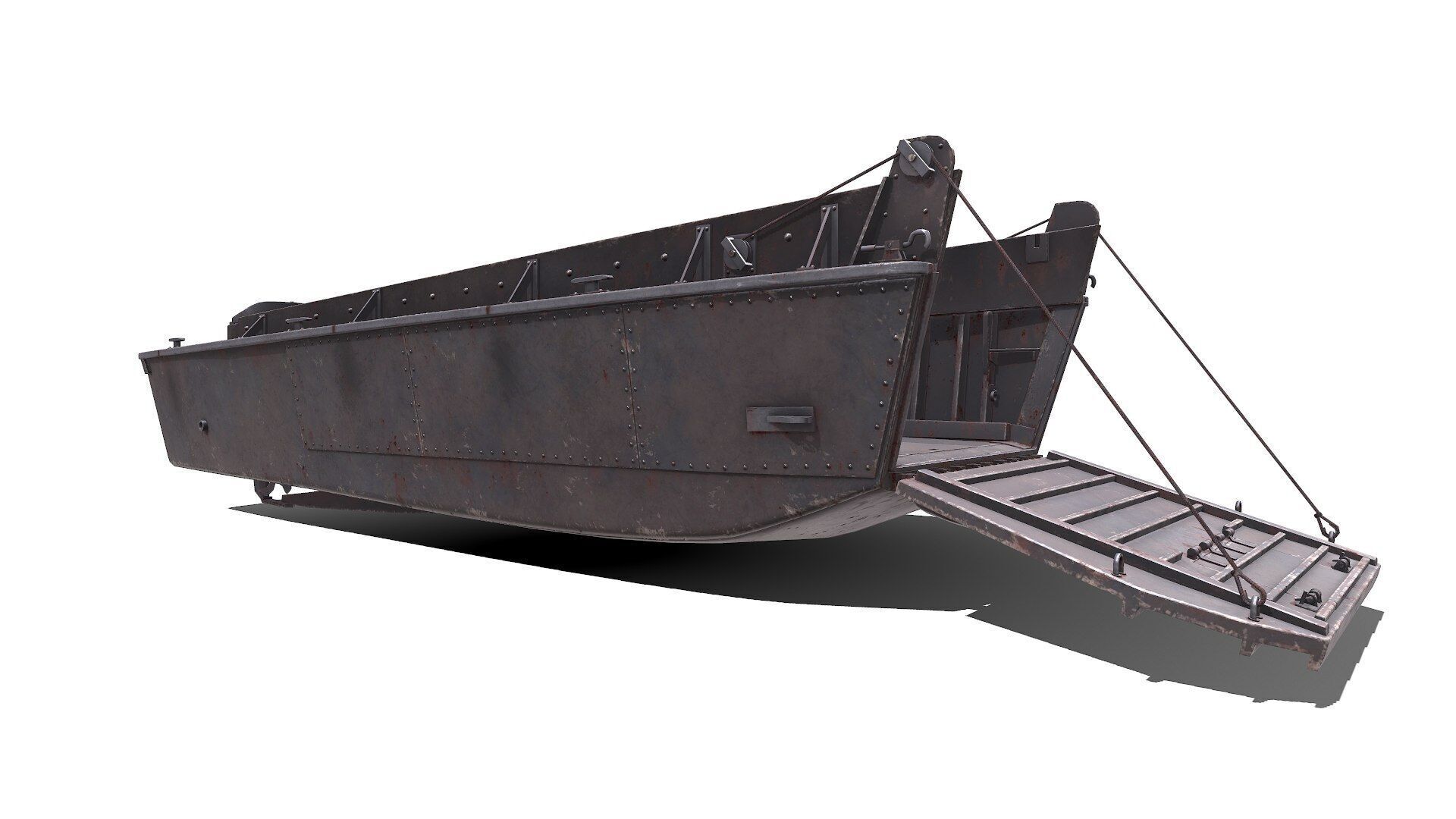 LCVP Higgins Boat Low-poly PBR Low-poly 3D model_7