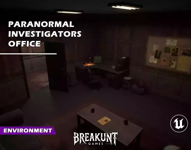 Paranormal Investigators Office Modular - Unreal Engine Low-poly 3D model