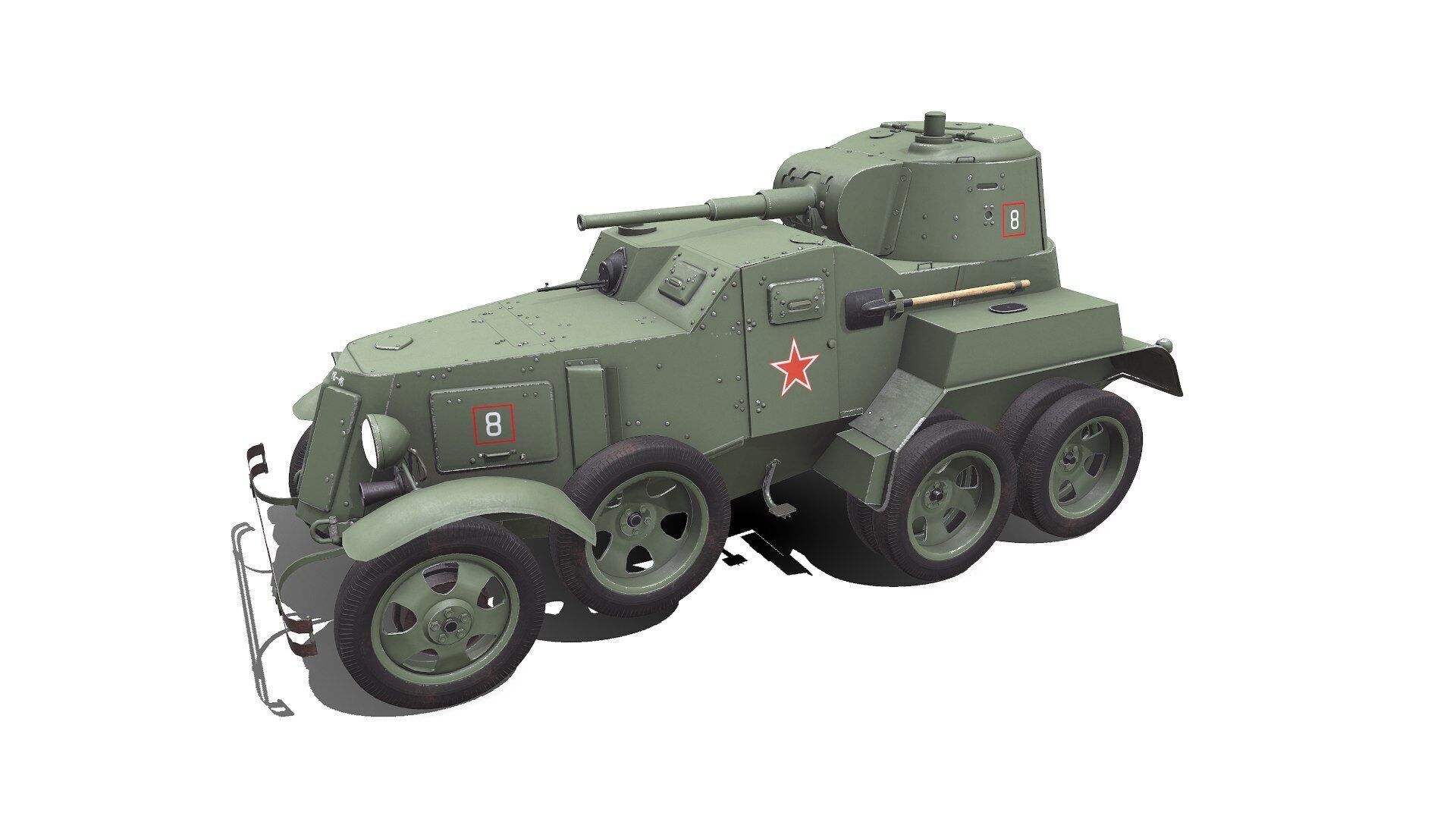 BA-10 Heavy Armored Car Low-poly PBR Low-poly 3D model_2