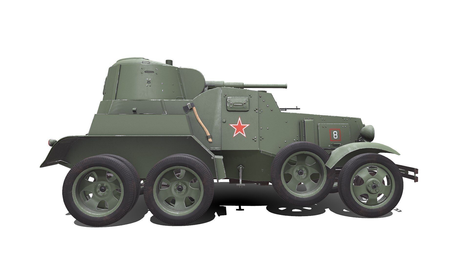 BA-10 Heavy Armored Car Low-poly PBR Low-poly 3D model_11