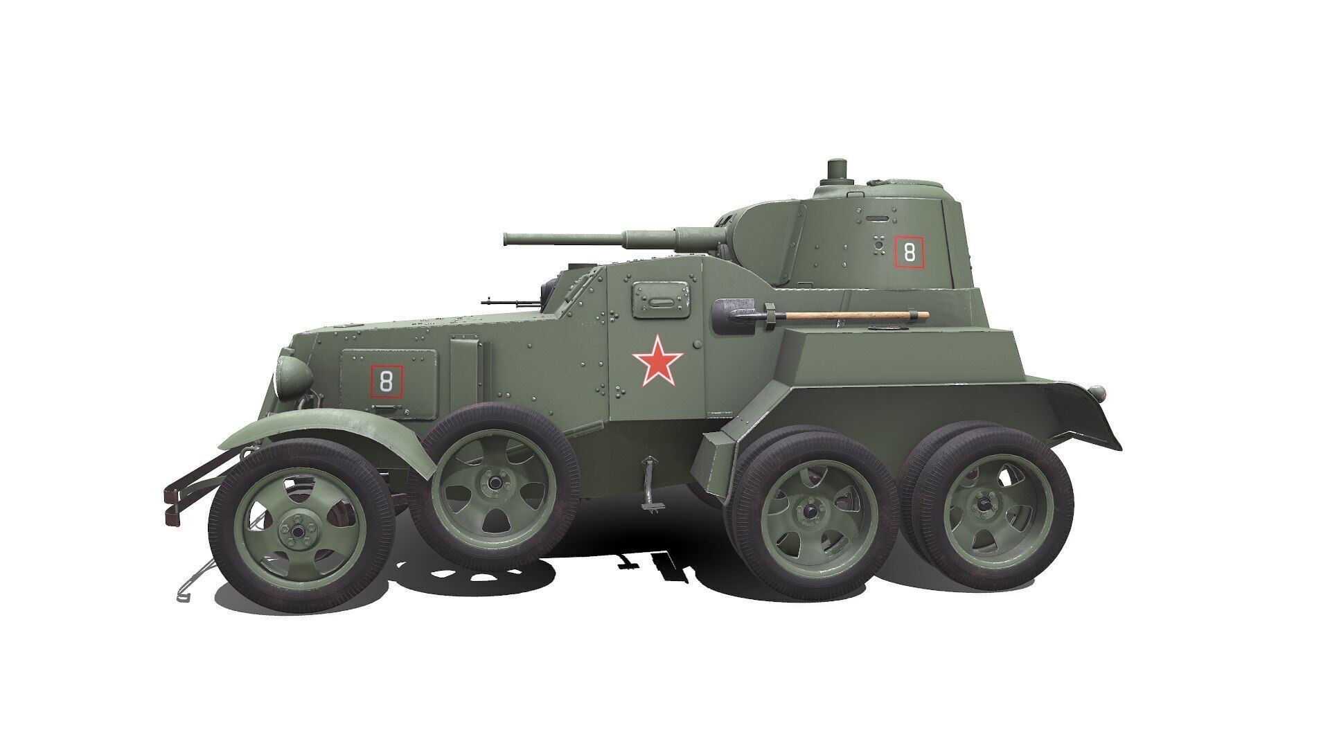BA-10 Heavy Armored Car Low-poly PBR Low-poly 3D model_5