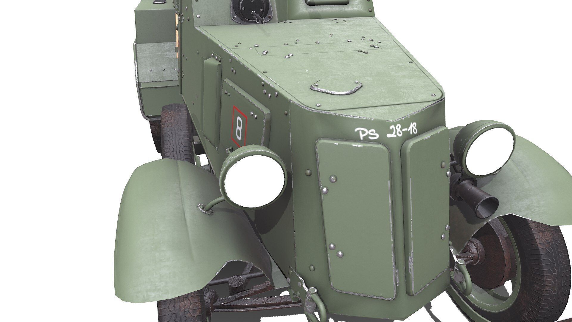 BA-10 Heavy Armored Car Low-poly PBR Low-poly 3D model_25