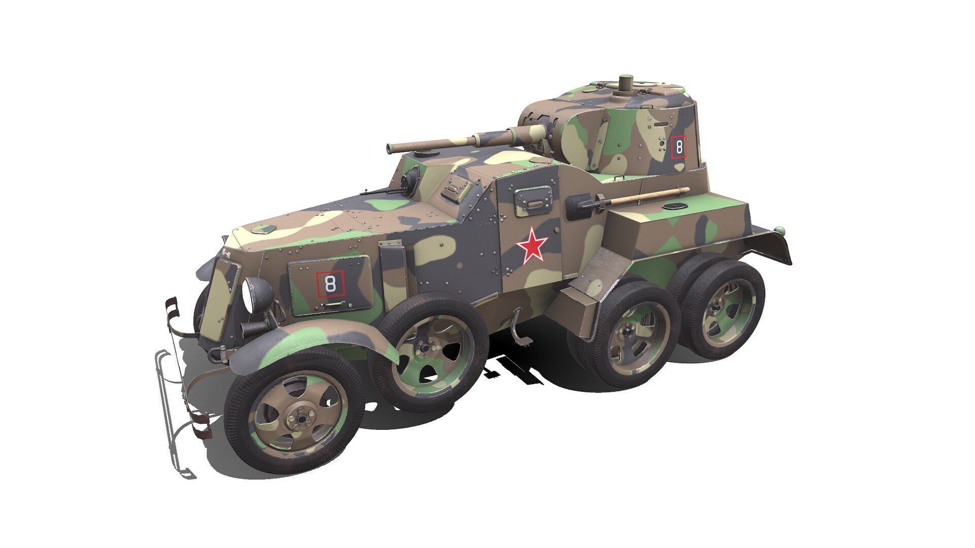 BA-10 Heavy Armored Car Low-poly PBR Low-poly 3D model_4