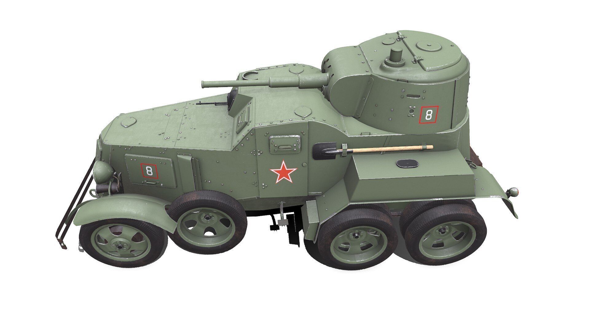 BA-10 Heavy Armored Car Low-poly PBR Low-poly 3D model_6