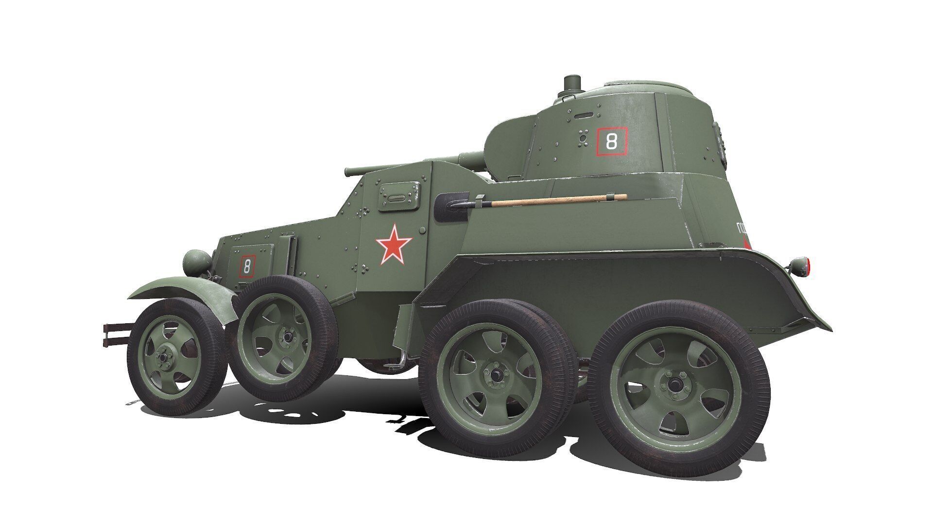BA-10 Heavy Armored Car Low-poly PBR Low-poly 3D model_7