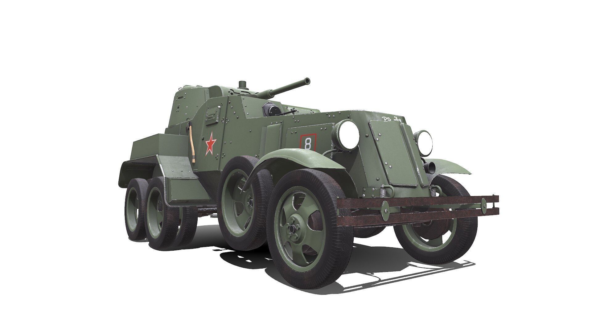 BA-10 Heavy Armored Car Low-poly PBR Low-poly 3D model_14