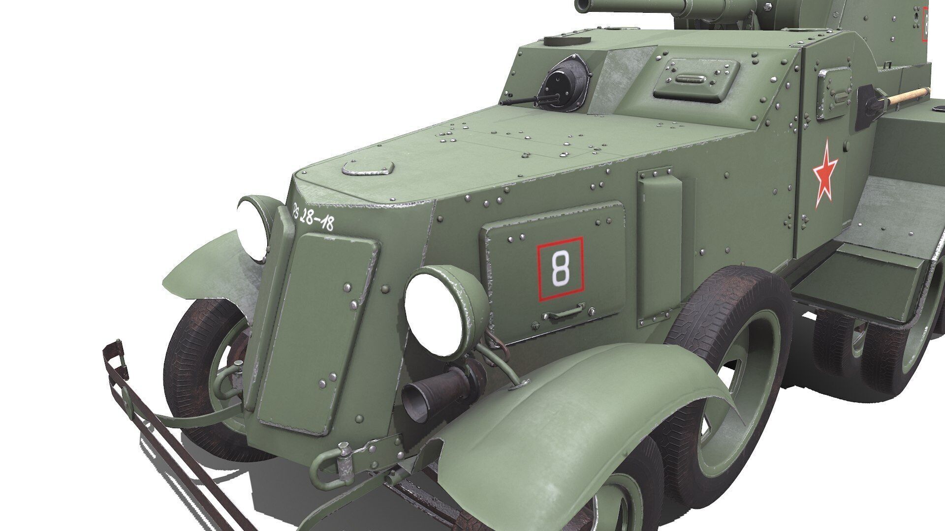 BA-10 Heavy Armored Car Low-poly PBR Low-poly 3D model_17