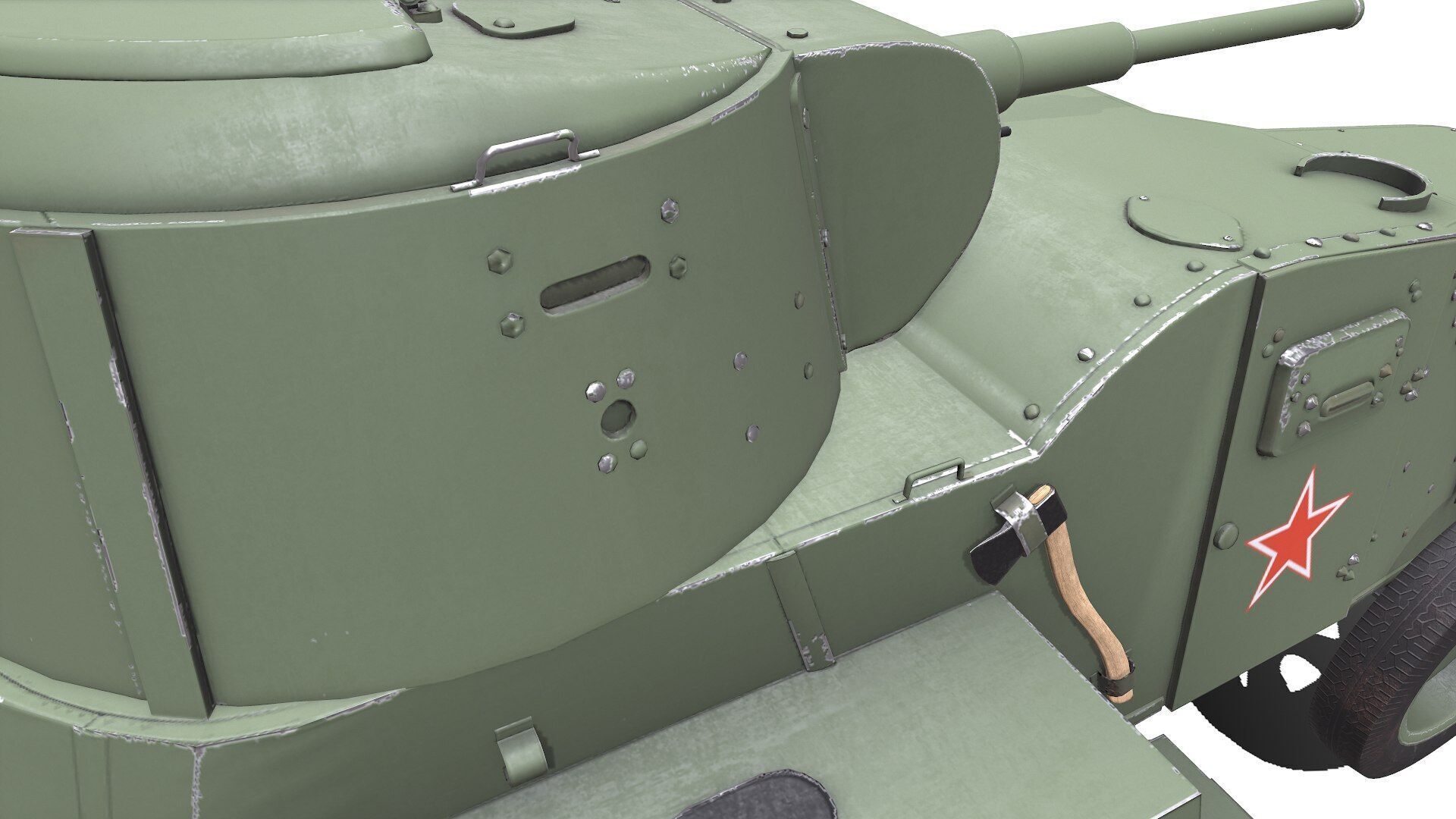 BA-10 Heavy Armored Car Low-poly PBR Low-poly 3D model_22