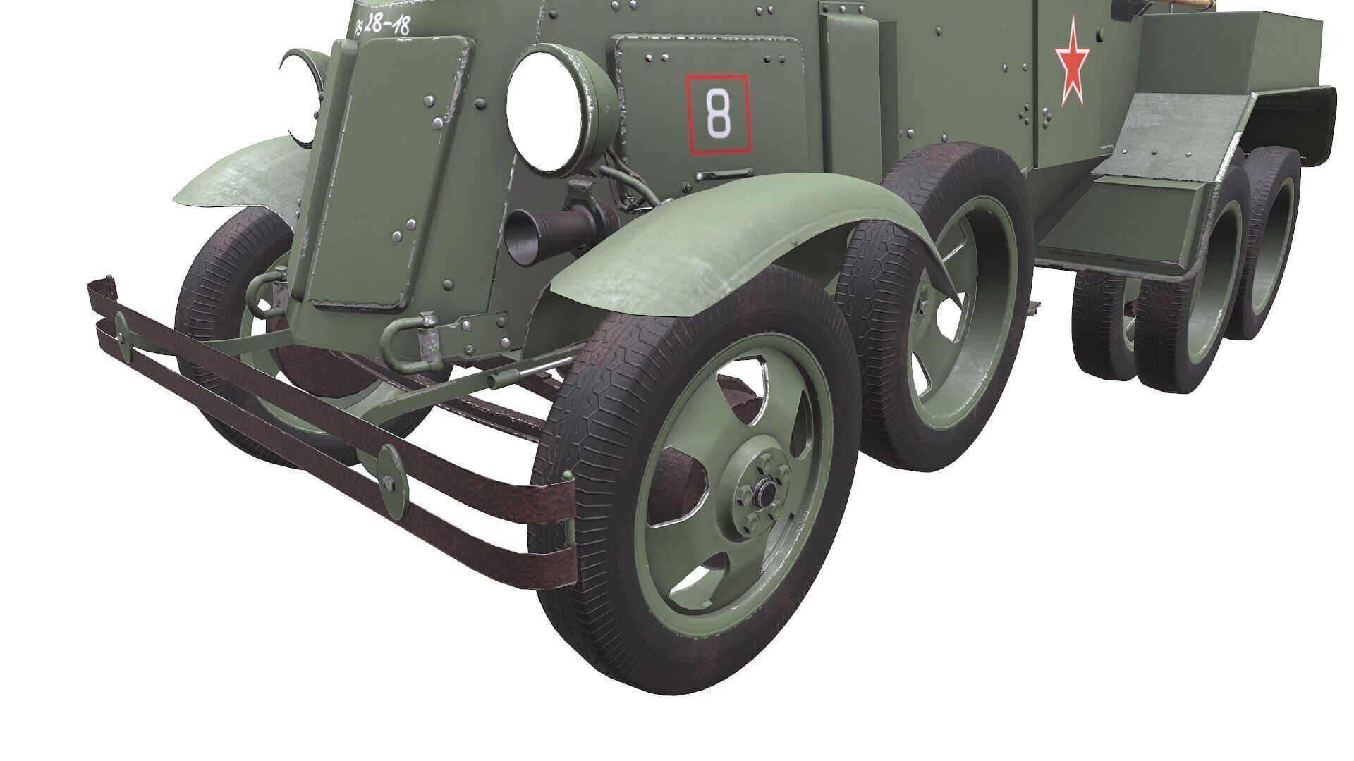 BA-10 Heavy Armored Car Low-poly PBR Low-poly 3D model_27