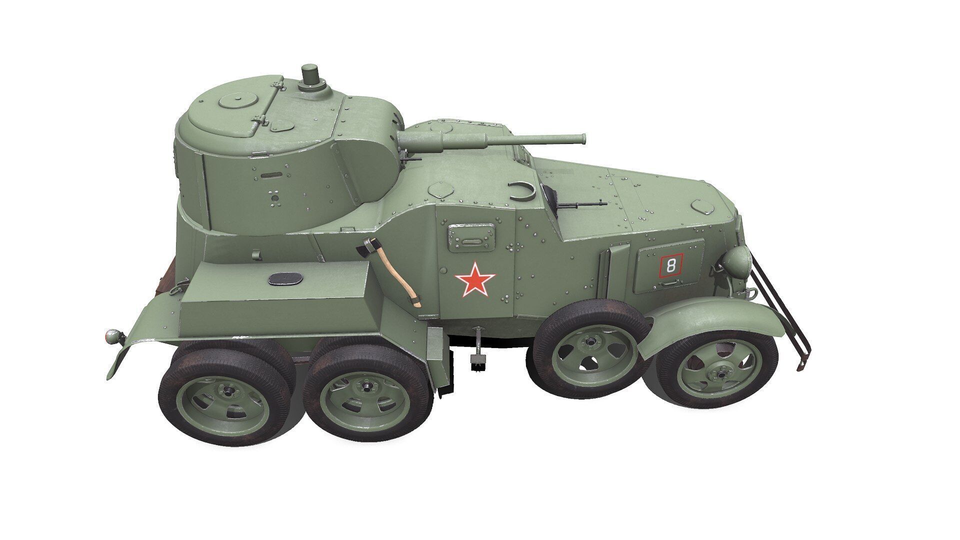 BA-10 Heavy Armored Car Low-poly PBR Low-poly 3D model_12