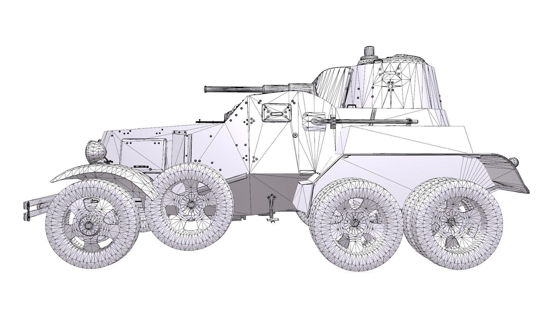 BA-10 Heavy Armored Car Low-poly PBR Low-poly 3D model_30