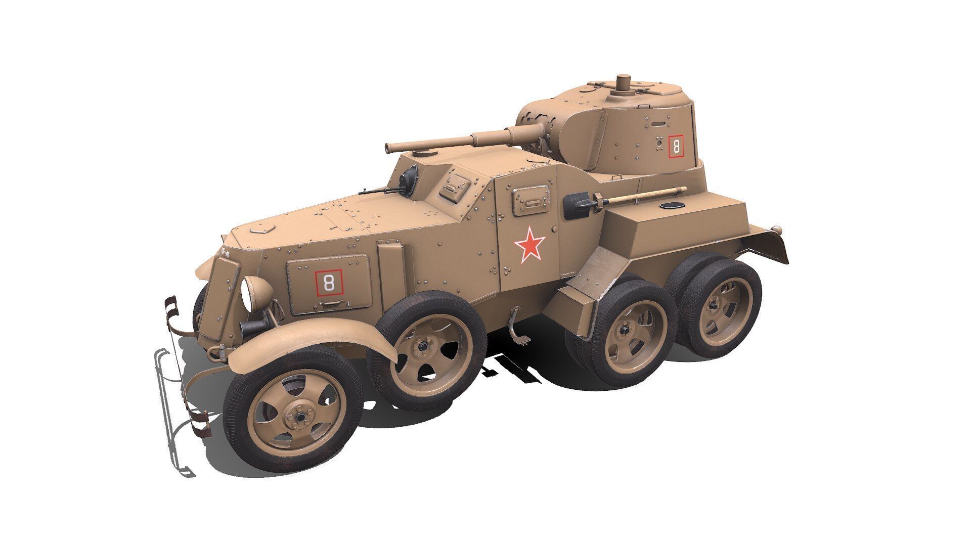 BA-10 Heavy Armored Car Low-poly PBR Low-poly 3D model_3