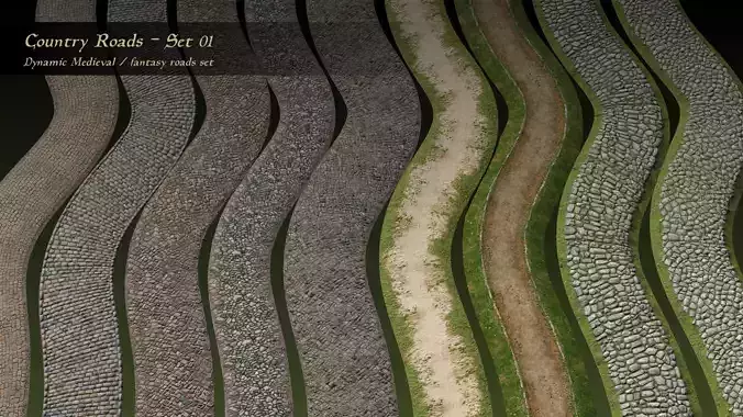 Country roads 01 - Dynamic medieval roads set