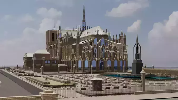 Catedral Notre Dame Paris Destroyed And Intact  Detailed in Blen 3D model