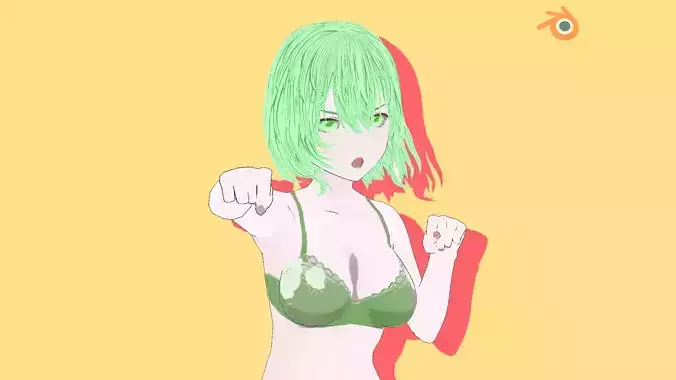Hot Anime Girl in Swimswear Low-poly 3D model
