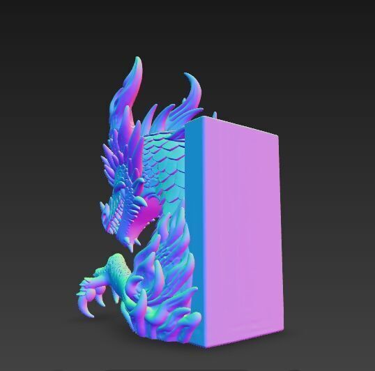 Flaming Dragon Bust Bookend 3D model_18