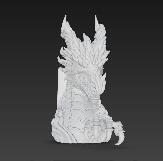 Flaming Dragon Bust Bookend 3D model_6