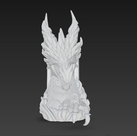 Flaming Dragon Bust Bookend 3D model_21