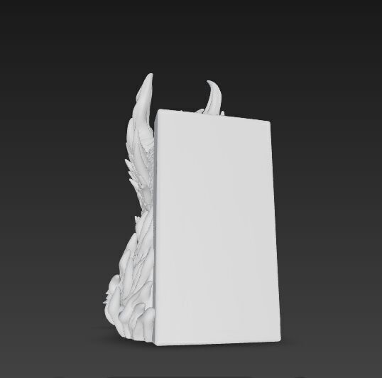 Flaming Dragon Bust Bookend 3D model_3