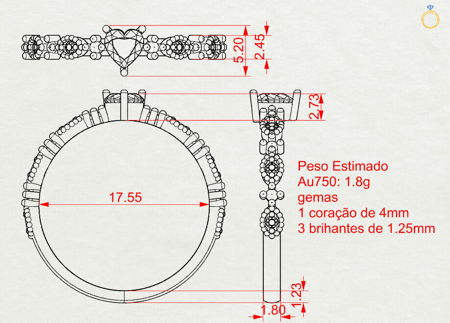  Ring with heart-shaped gemstone 3D print model_3