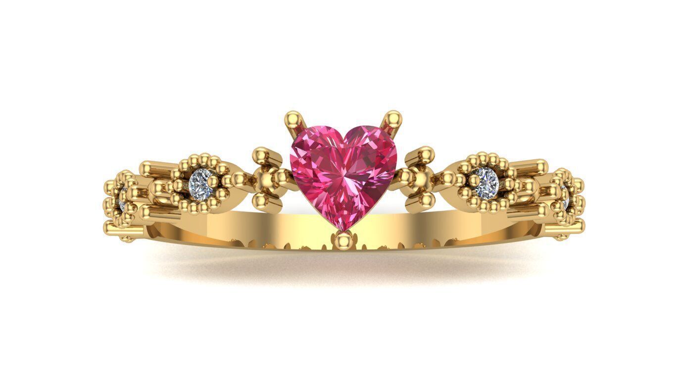  Ring with heart-shaped gemstone 3D print model_1