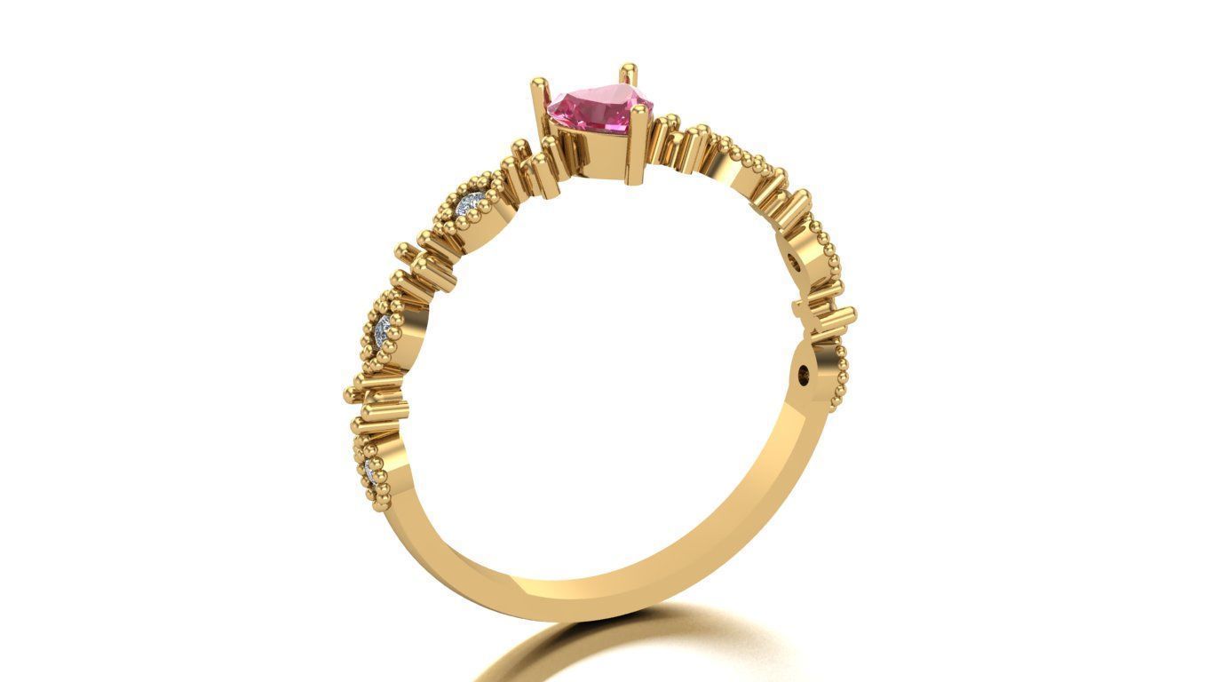  Ring with heart-shaped gemstone 3D print model_2