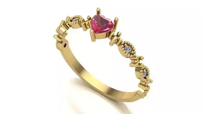  Ring with heart-shaped gemstone