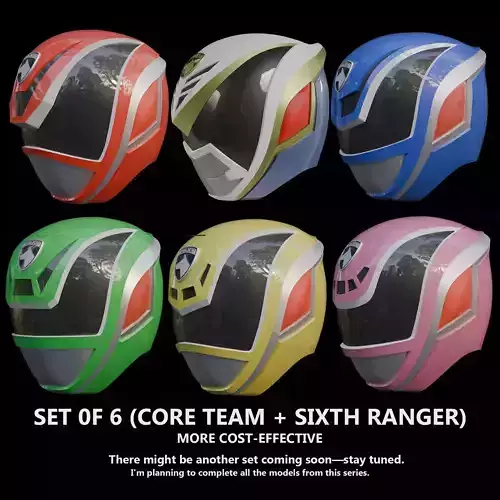 Set of 6 Power Rangers SPD Dekaranger Wearable Cosplay Helmet