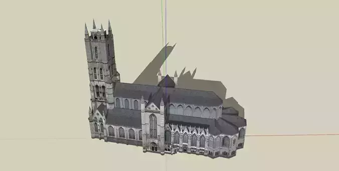 Saint Bavo Cathedral  Ghent Low-poly 3D model