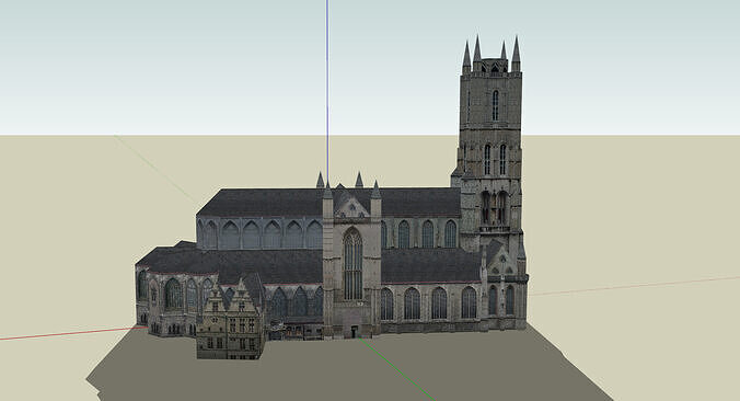 Saint Bavo Cathedral  Ghent Low-poly 3D model 3