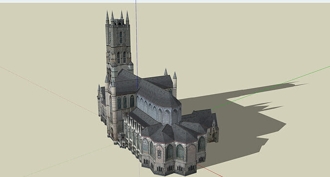 Saint Bavo Cathedral  Ghent Low-poly 3D model 2