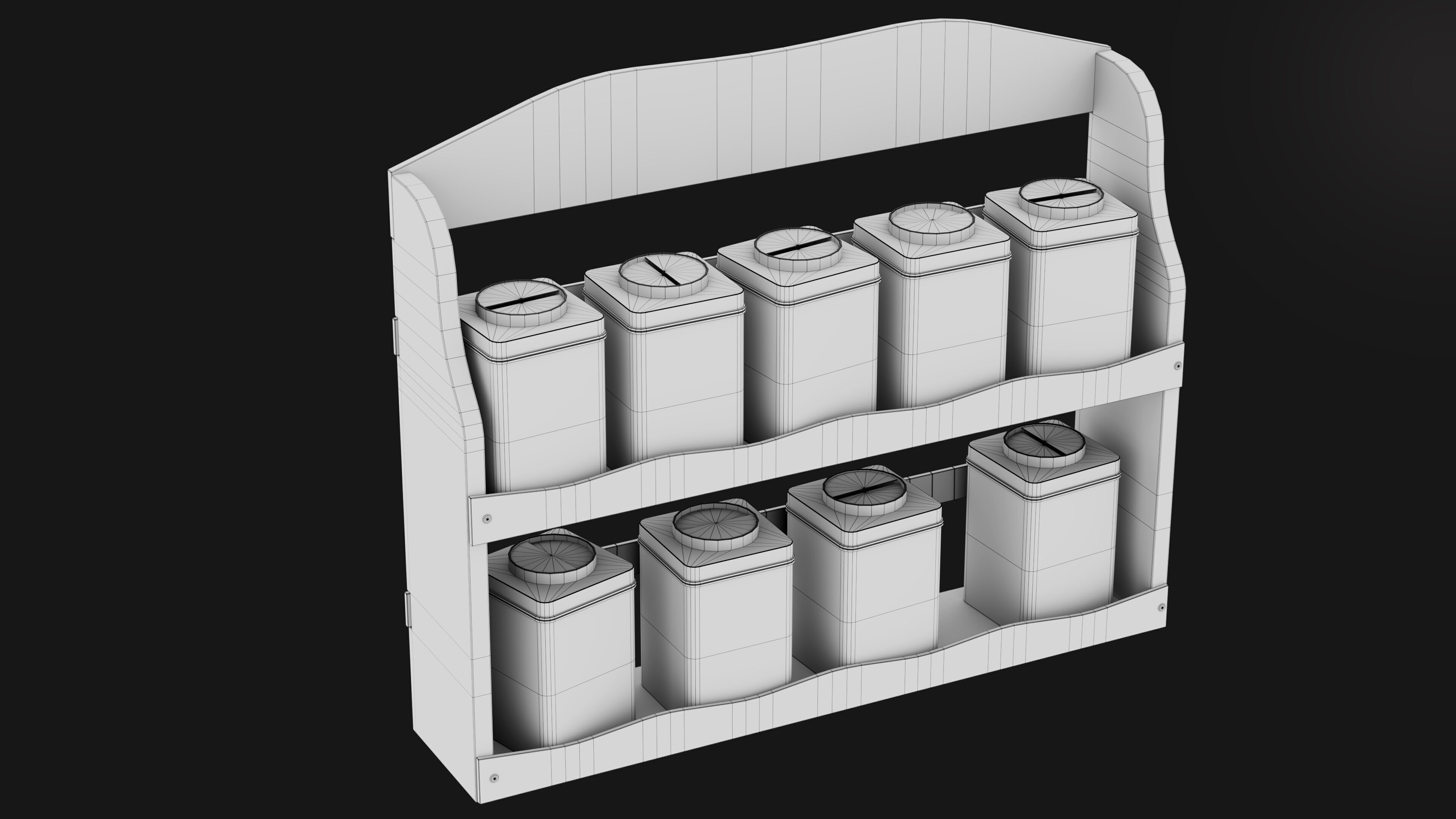 Vintage Floral Spice Rack Game Ready PBR 3D Model Low-poly 3D model_11