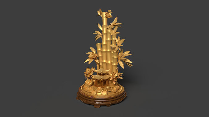 Chinese golden bamboo display stand  3D  3D model
