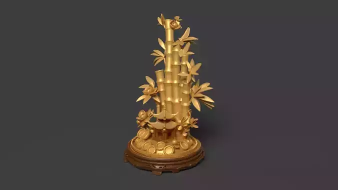 Chinese golden bamboo display stand  3D 