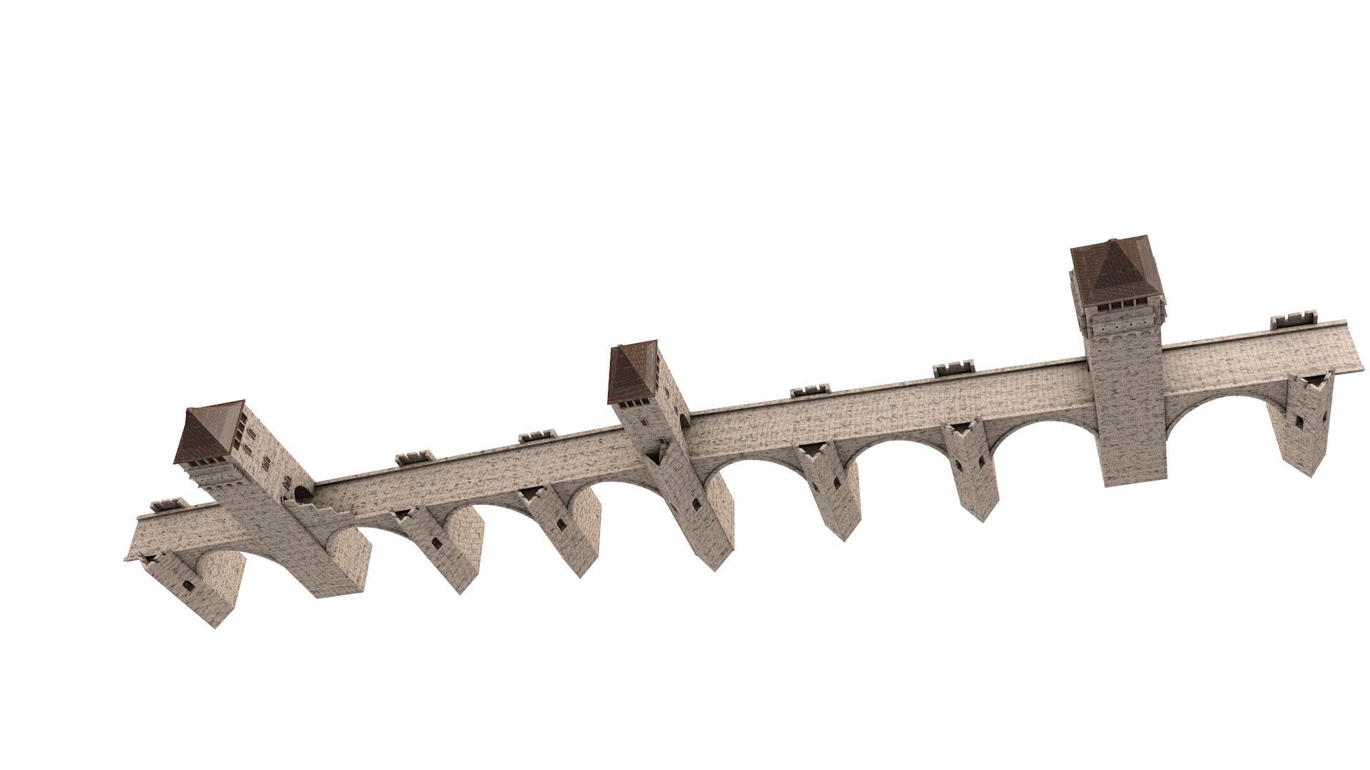 Pont Valentre Bridge 3D model_4