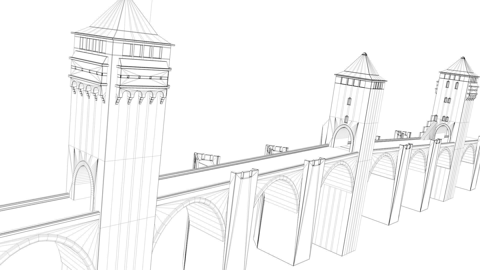 Pont Valentre Bridge 3D model_6