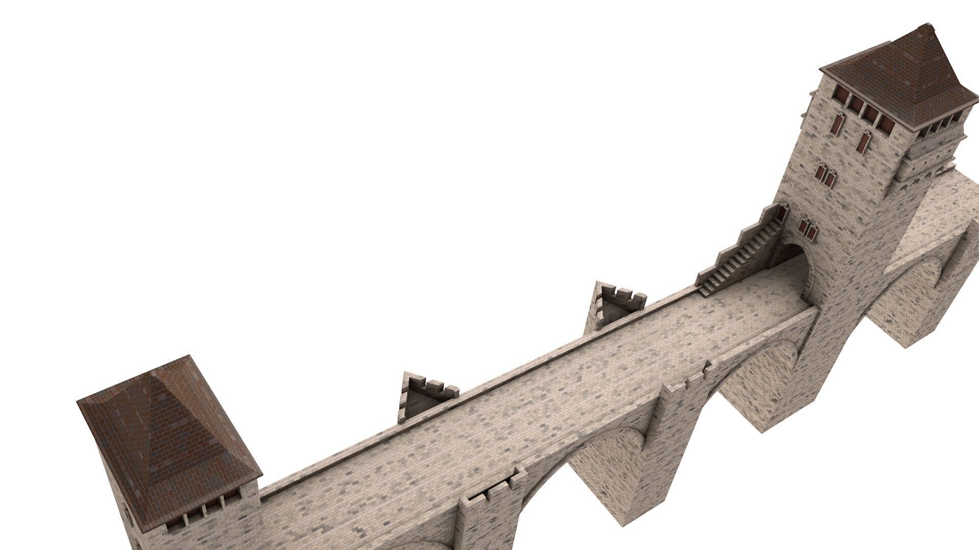 Pont Valentre Bridge 3D model_2