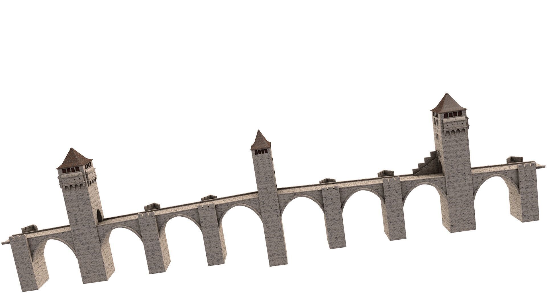 Pont Valentre Bridge 3D model_3