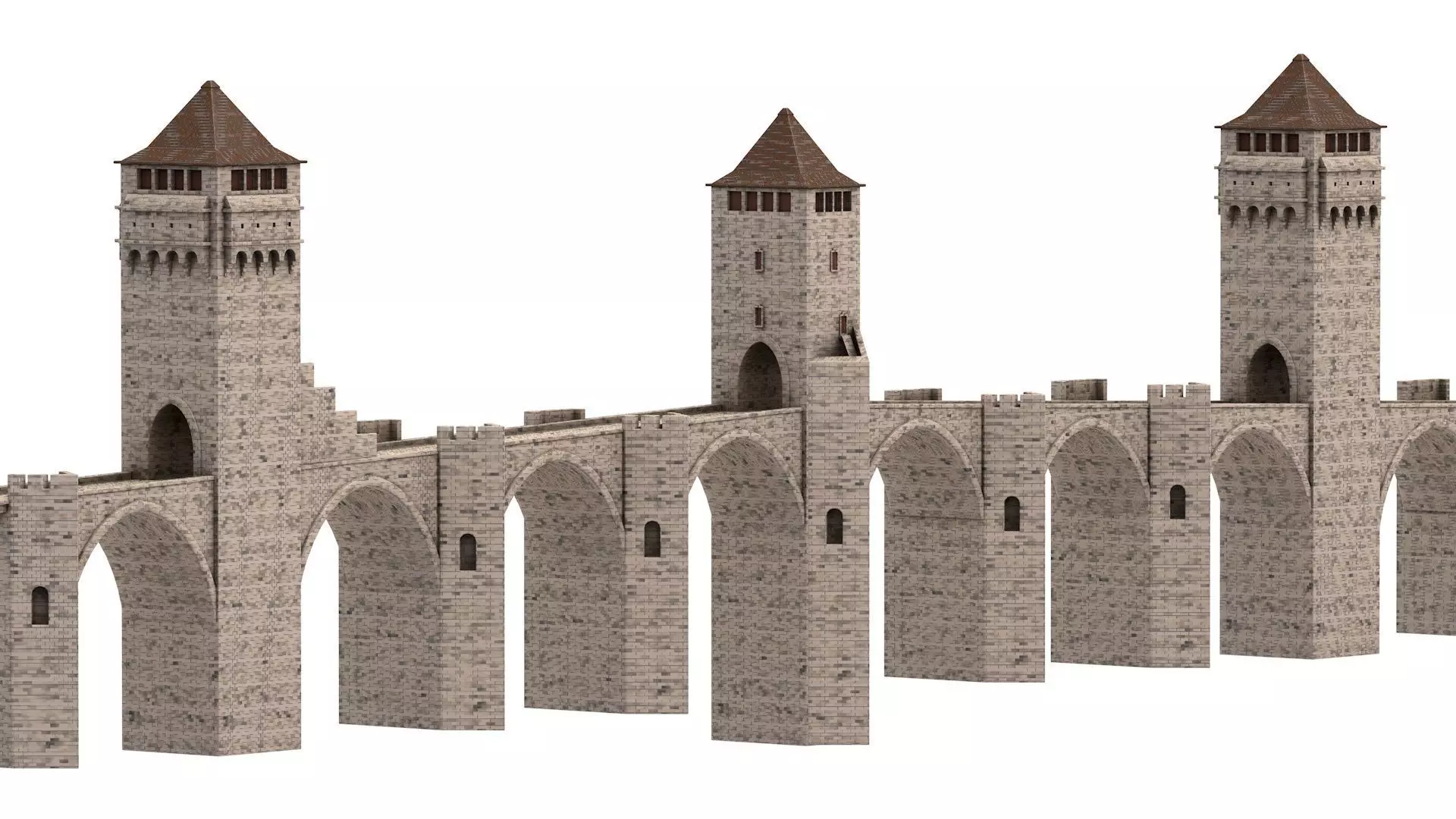 Pont Valentre Bridge 3D model_0