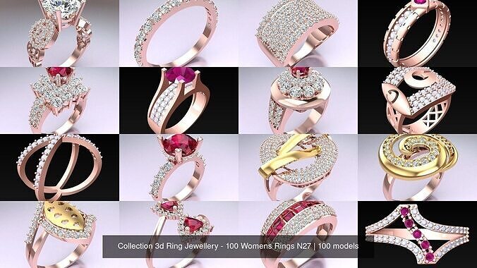 Collection 3d Ring Jewellery - 100 Womens Rings N27 