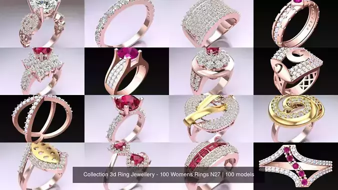 Collection 3d Ring Jewellery - 100 Womens Rings N27 